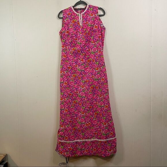 Vintage 60’s Handmade Floral Maxi Dress - Picture 1 of 5